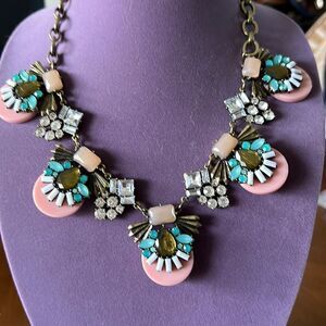 Olivia Welles Statement Necklace Crystals and Stones NEW